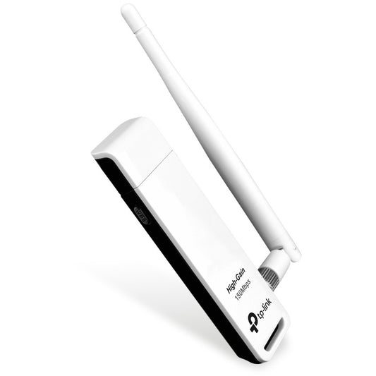 TP-Link 150 Mbps Wi-Fi USB adapter visokog pojačanja. Bežični. USB. WLAN. Wi-Fi 4 (802.11n). 150 Mbps. Crno. Bijelo