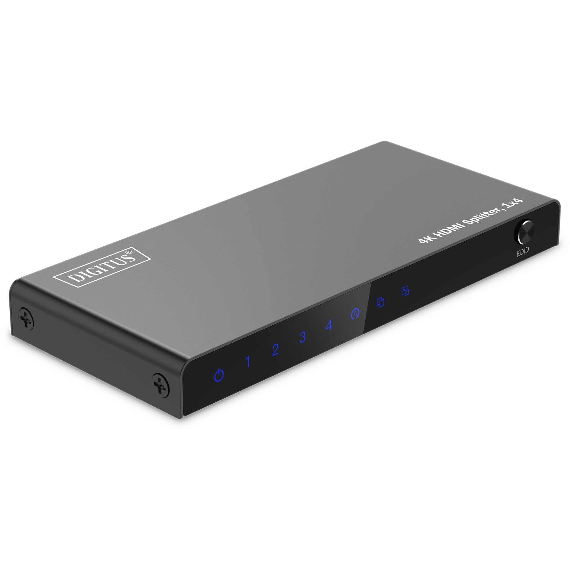 Digitus 4K HDMI razdjelnik. 1x4. HDMI. 4xHDMI. Micro USB. 3840x2160 piksela. Crni. Metalni.
