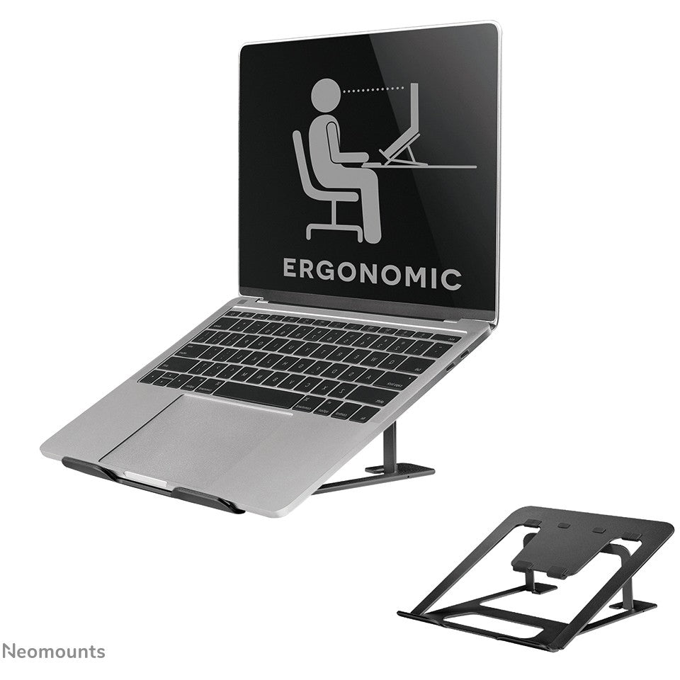 Neomounts NSLS085BLACK Držač za laptop 10-17" - Sklopivi - Kompaktni - Univerzalni. Postolje za laptop. Crno. Aluminij. 25,4 cm (10"). 43,2 cm (17"). 254 - 431,8 mm (10 - 17")