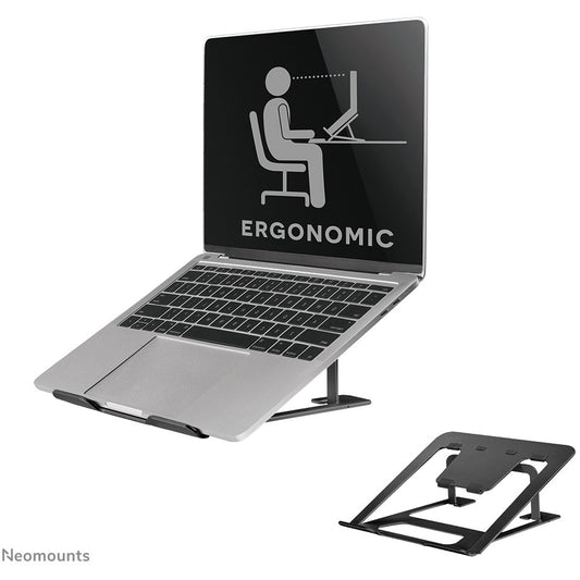 Neomounts NSLS085BLACK Držač za laptop 10-17" - Sklopivi - Kompaktni - Univerzalni. Postolje za laptop. Crno. Aluminij. 25,4 cm (10"). 43,2 cm (17"). 254 - 431,8 mm (10 - 17")