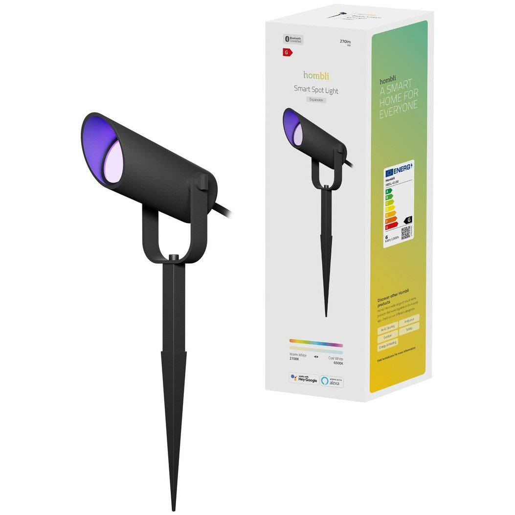Hombli HBSL-0100. Pametni ugradbeni reflektor. Bluetooth. Crna. Aluminij. Višebojna. 2700 K