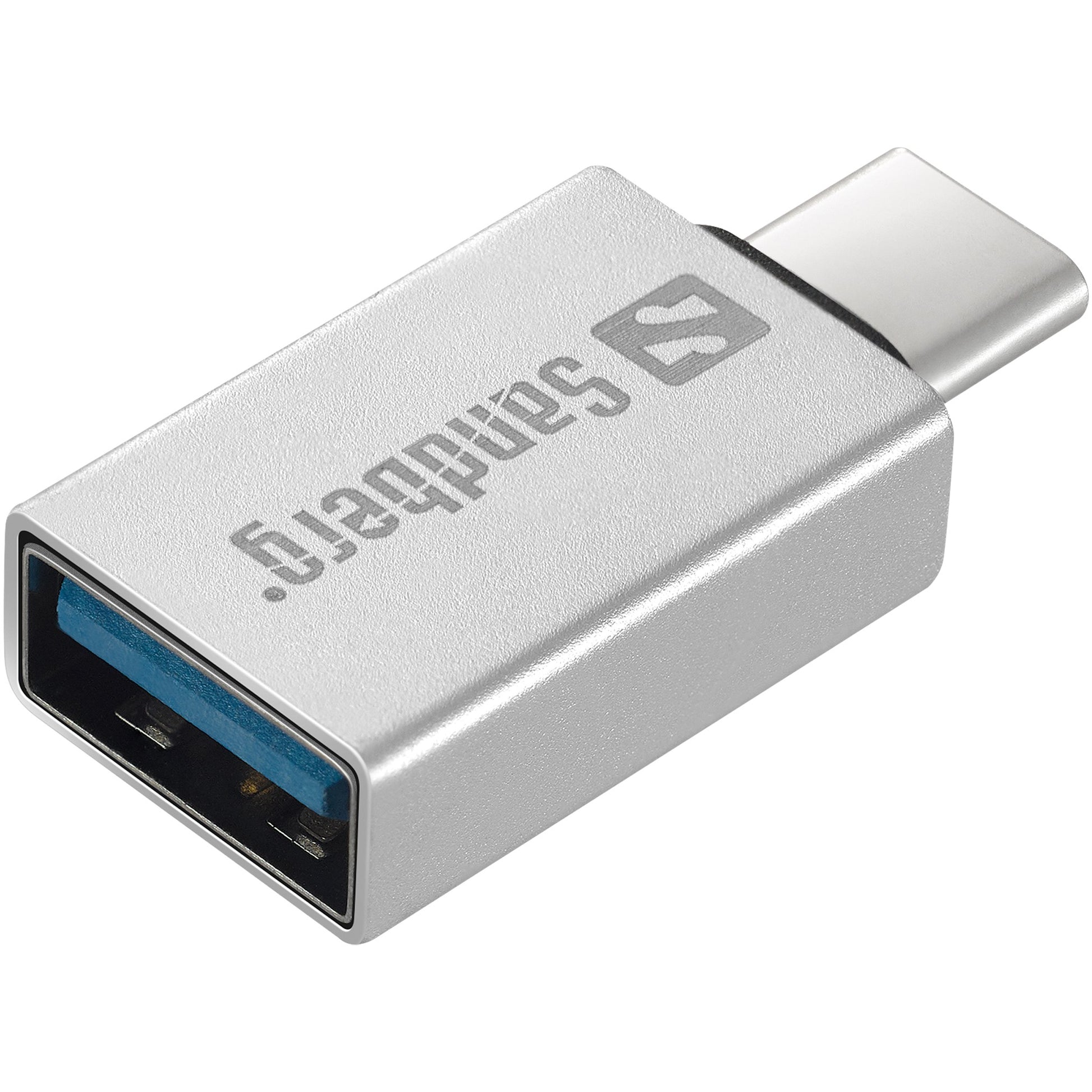 Sandberg USB-C na USB 3.0 adapter. USB 3.2 Gen 1 (3.1 Gen 1) Tip-C. USB 3.2 Gen 1 (3.1 Gen 1) Tip-A. Srebrni. Aluminijum. 5g. 80mm