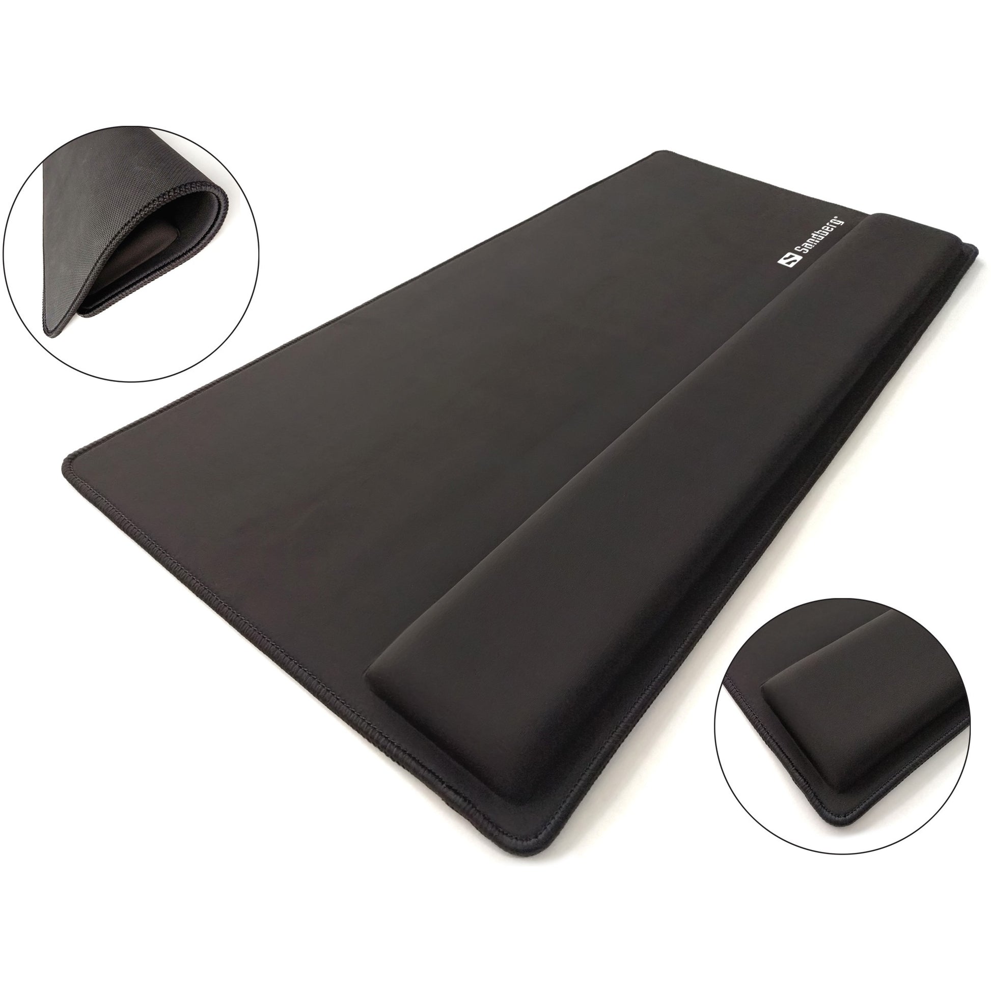 Sandberg Desk Pad Pro XXL. Crna. Jednobojna. Oslonac za zglob. Protivklizna baza. Podloga za gejmerski miš.
