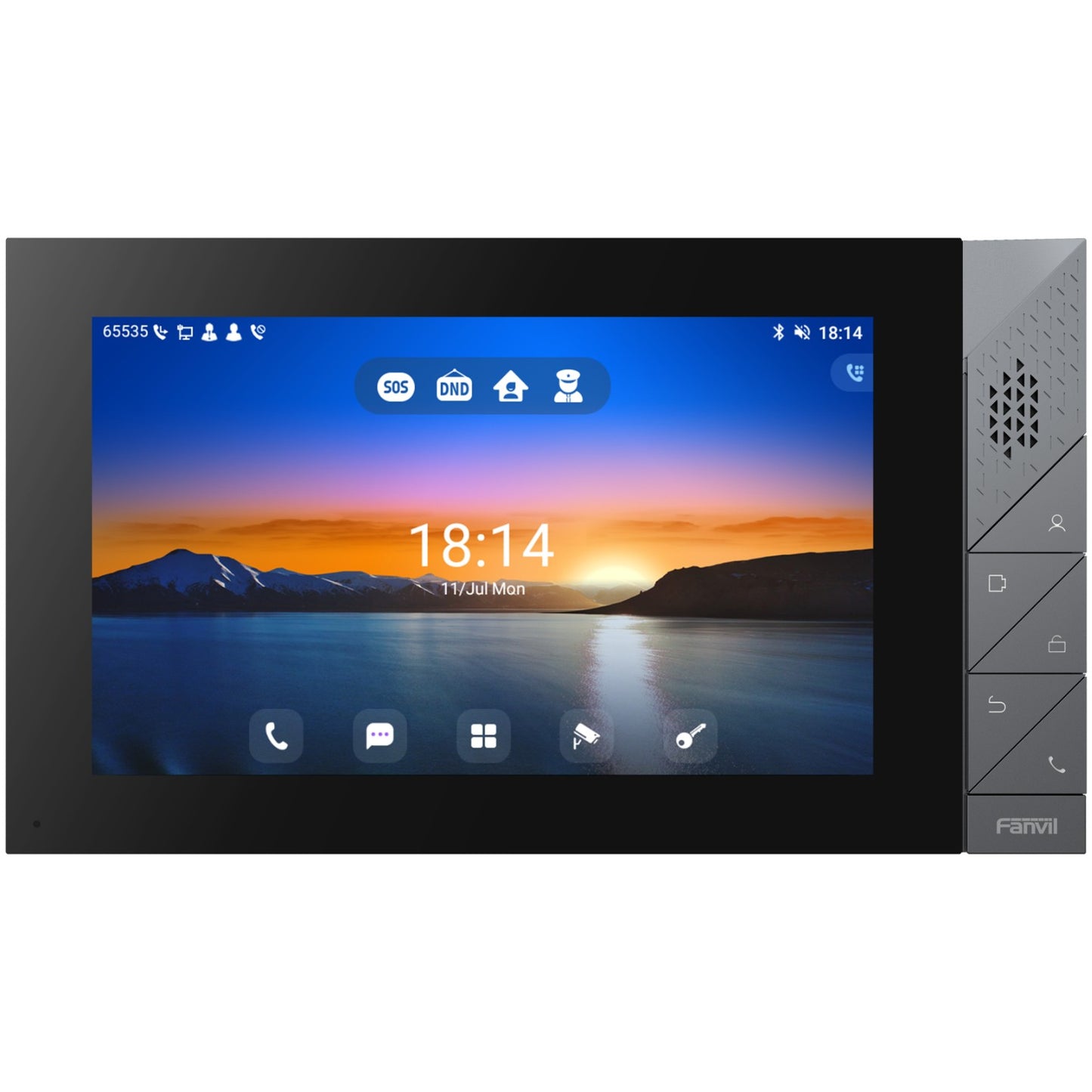 Fanvil i55A. 17,8 cm (7"). LCD. 1024 x 600 piksela. 2 W. CNG. G.711a. G.711u. G.722. G.729ab. PLC. VAD. iLBC. Nerđajući čelik