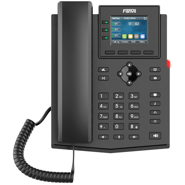 Fanvil X303W. IP telefon. Crni. Žični telefon. Za montažu na sto/zid. Linux. U opsegu. Van opsega. SIP informacije.