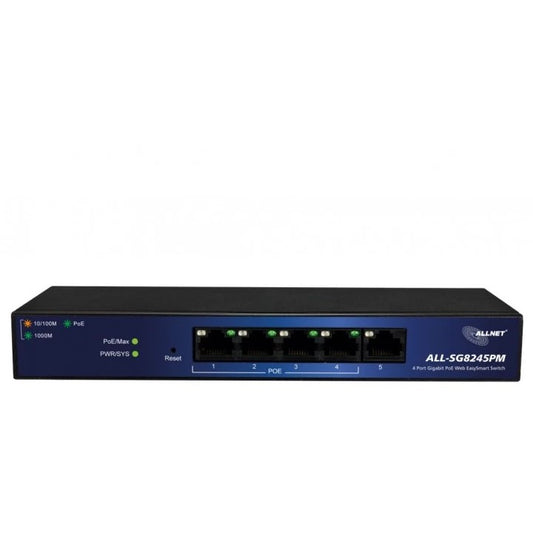 ALLNET ALL-SG8245PM. Upravljani. L2. Gigabit Ethernet (10/100/1000). Puni dupleks. Napajanje preko Etherneta (PoE).