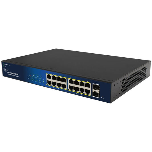 ALLNET ALL-SG8418PM. Upravljani. Gigabit Ethernet (10/100/1000). Puni dupleks. Napajanje preko Etherneta (PoE). Montaža u rack. 19U