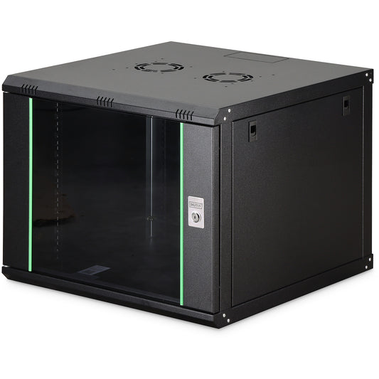 Digitus Dynamic Basic Series zidno kućište - 600x600 mm (ŠxV). Zidna polica. 9U. 60 kg. Zaključava se. 26 kg. Crna.