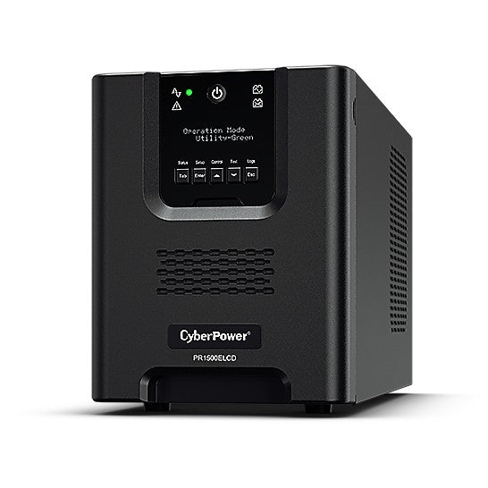 CyberPower PR1500ELCD Linijsko-interactivni UPS 1500VA/1350W Tower. Čisti sinusni val. AVR. LCD. Izlazi (8) IEC. RJ45 LAN zaštita. RS232. USB (HID). EPO. Port za proširenje za opcionalnu mrežnu komunikaciju. Linijsko-interactivni. 1.5 kVA. 1350 W. Čisti sinusni val. 151 V. 301 V