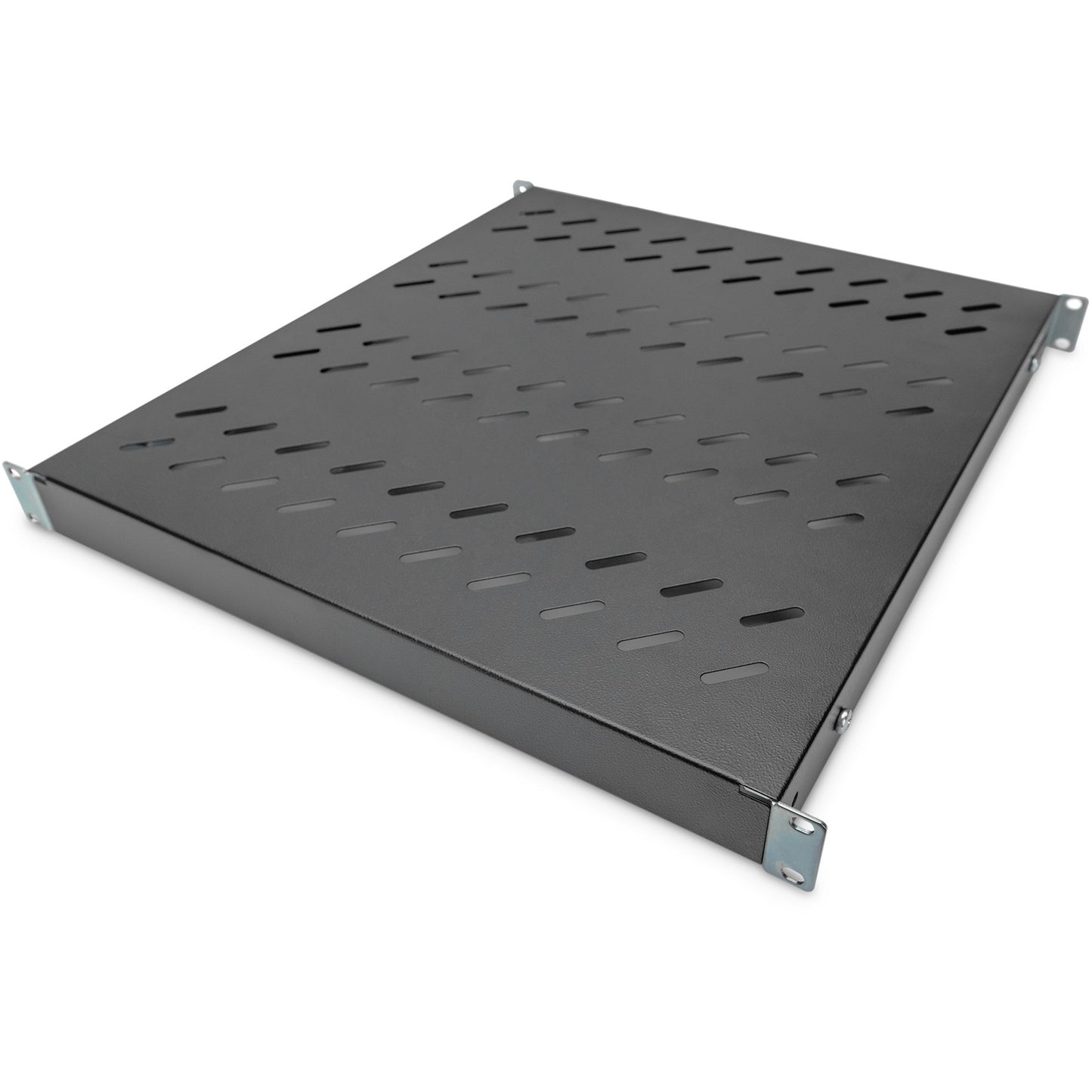 Digitus polica s varijabilnim montažnim šinama za trajnu ugradnju u ormariće od 483 mm (19"). Podesiva polica. Čelik. Crna. 3,2 kg