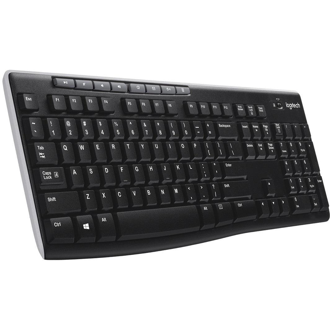 Logitech K270. Puna veličina (100%). Bežični. RF bežični. QWERTY. Crna.