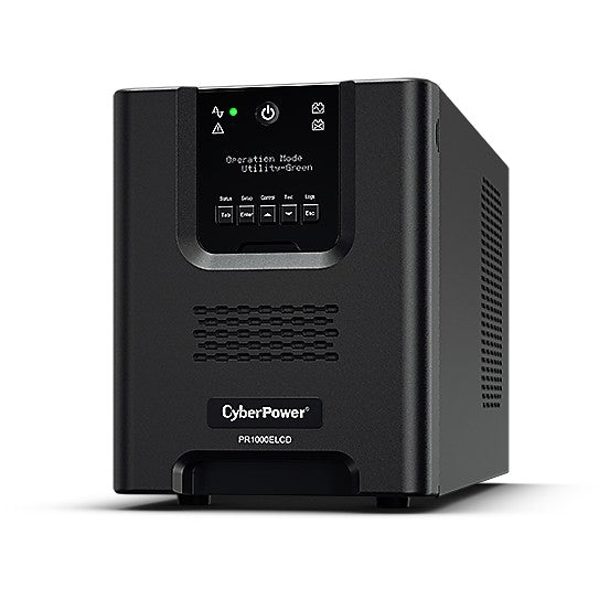 CyberPower PR1000ELCD Linijsko-interactivni UPS 1000VA/900W Tower. Čisti sinusni val. AVR. LCD. Izlazi (8) IEC. RJ45 LAN zaštita. RS232. USB (HID). EPO. Port za proširenje za opcionalnu mrežnu komunikaciju. Linijsko-interactivni. 1 kVA. 900 W. Čisti sinusni val. 151 V. 301 V