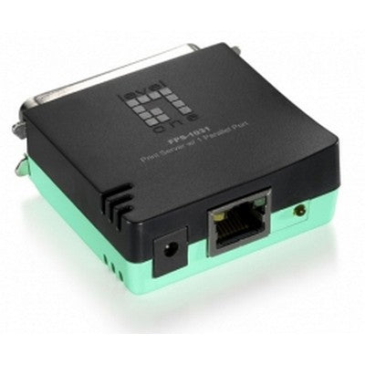 LevelOne paralelni server za štampanje (1 port). Crna. Zelena. Aktivnost. Veza. Performanse. Status. Tajvan. Ethernet LAN. IEEE 802.3. IEEE 802.3u. 10.100 Mbps