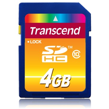 Transcend TS4GSDHC10. 4 GB. SDHC. Klasa 10. NAND. 30 MB/s. Crna.