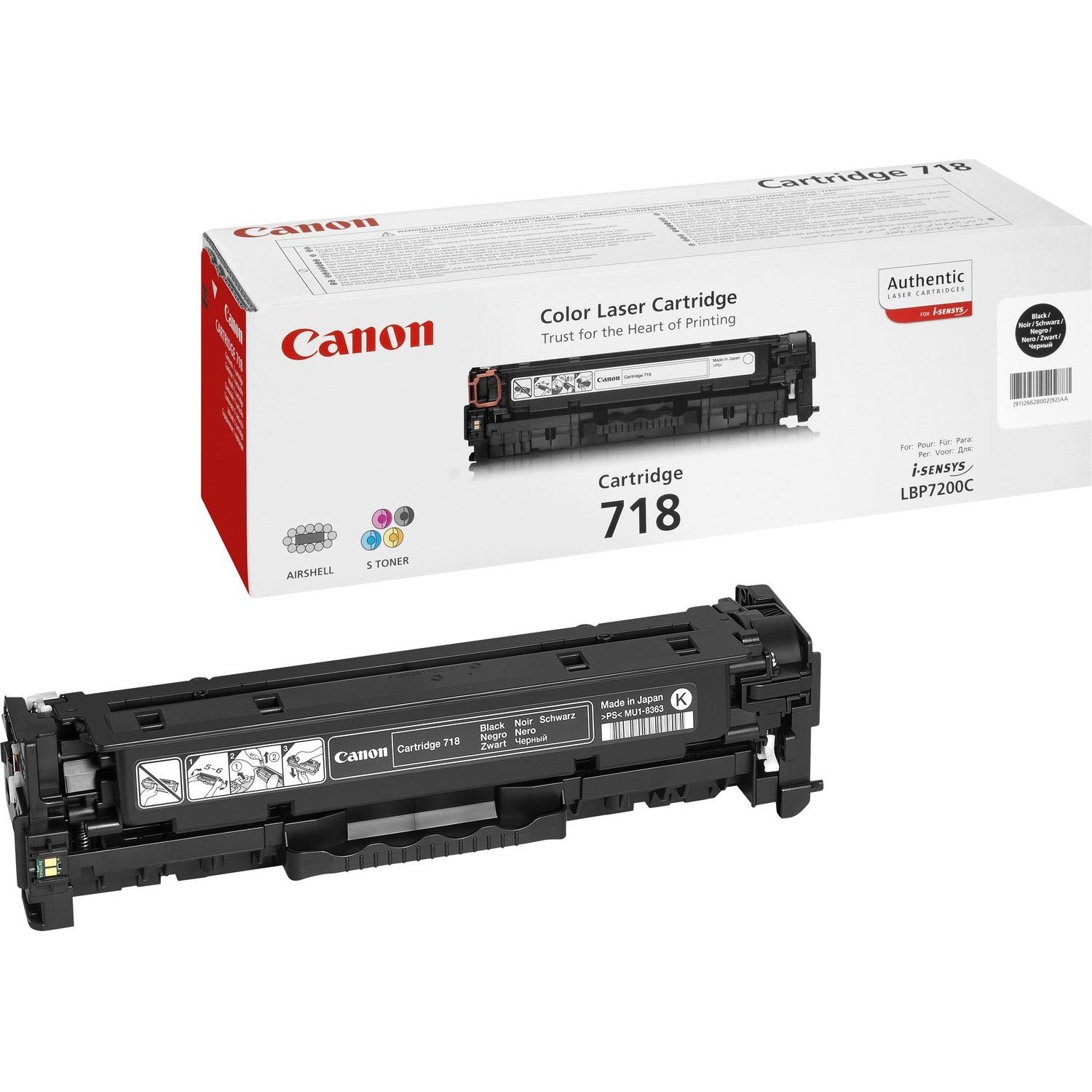 Canon CRG-718 crna. 3400 stranica. Crna. 1 jedinica.