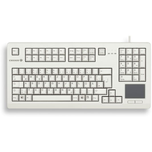 CHERRY TouchBoard G80-11900 Žičana tastatura sa touchpadom. Svijetlosiva. USB (QWERTZ - njemački). Puna veličina (100%). Žičana. USB. Mehanička tastatura. QWERTZ. Siva
