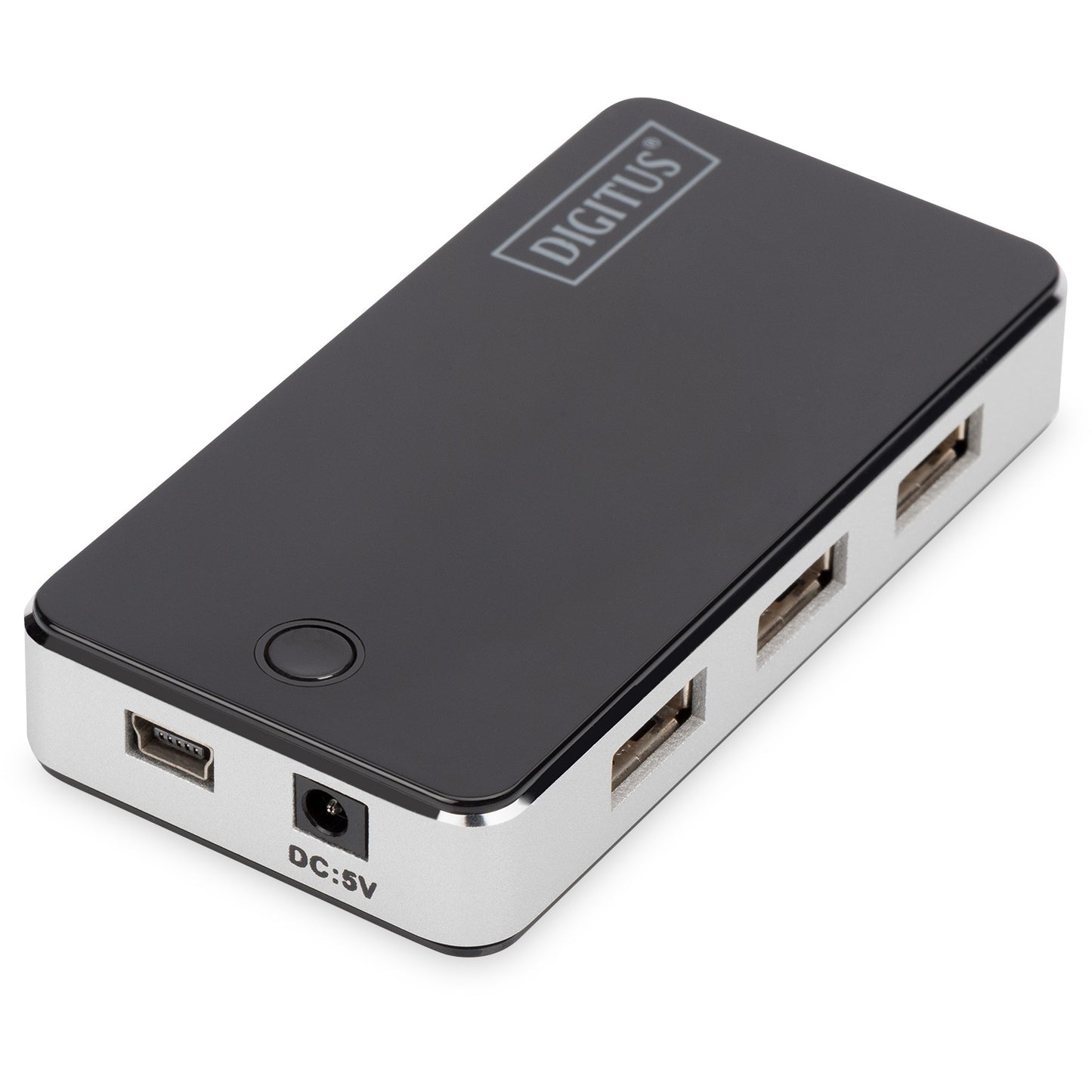 Digitus USB 2.0 7-portni hub. USB 2.0. 480 Mbit/s. Crni. Srebrni. Kina. 5 V. 85 mm
