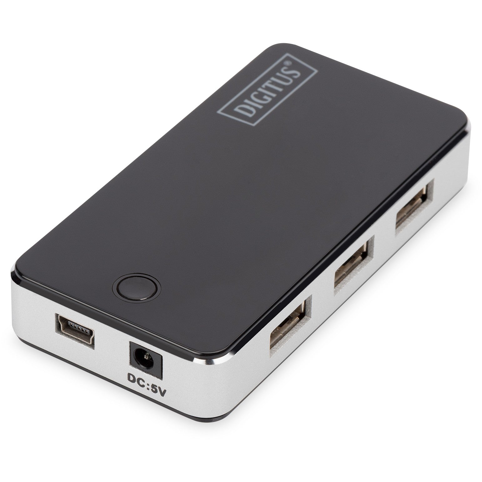 Digitus USB 2.0 7-portni hub. USB 2.0. 480 Mbit/s. Crni. Srebrni. Kina. 5 V. 85 mm