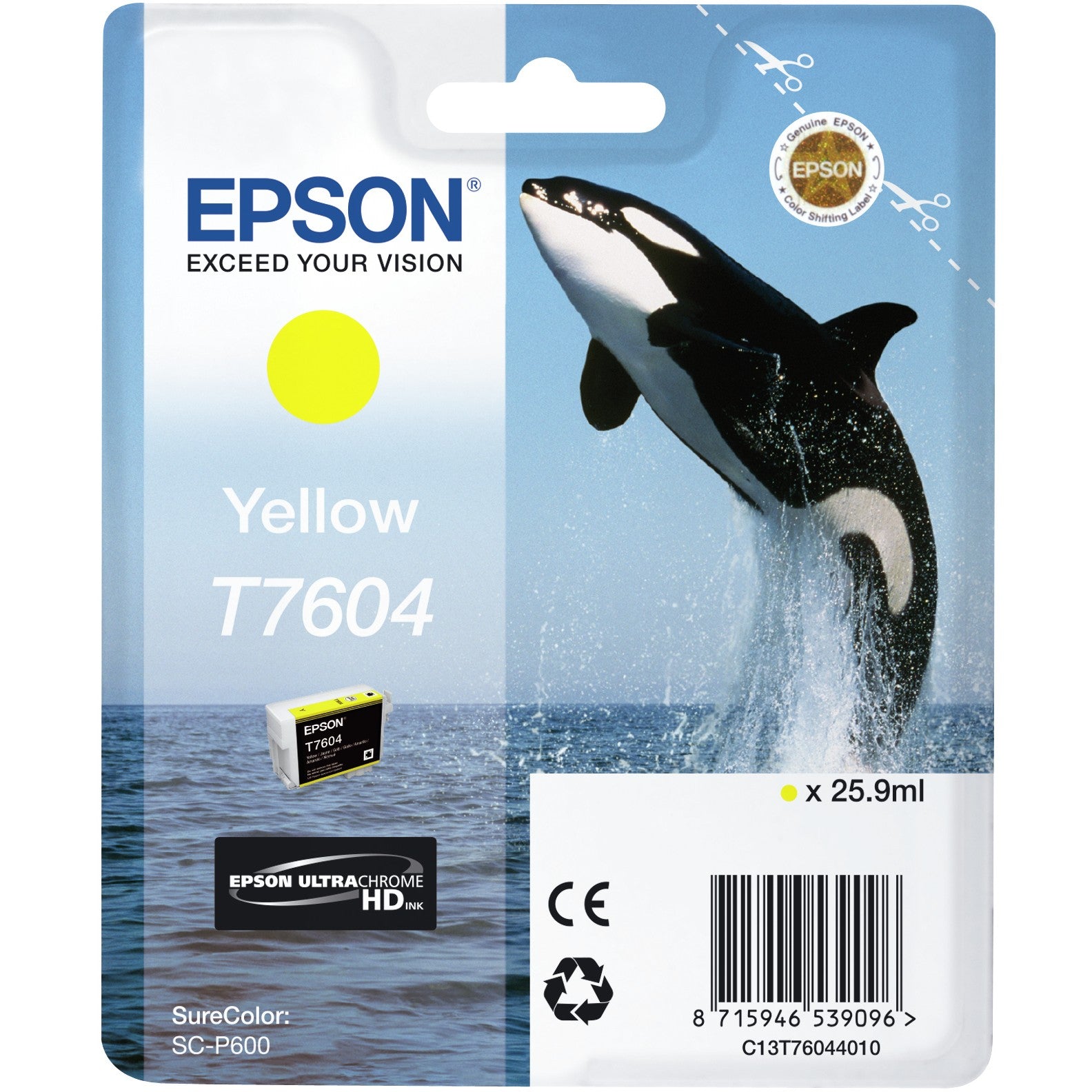 Epson T7604 Žuta. Žuta. Tinta na bazi pigmenta. 1 komad.