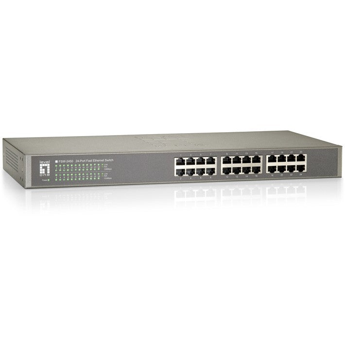 LevelOne FSW-2450. Neupravljan. Brzi Ethernet (10/100). Puni dupleks. Montaža u rack.