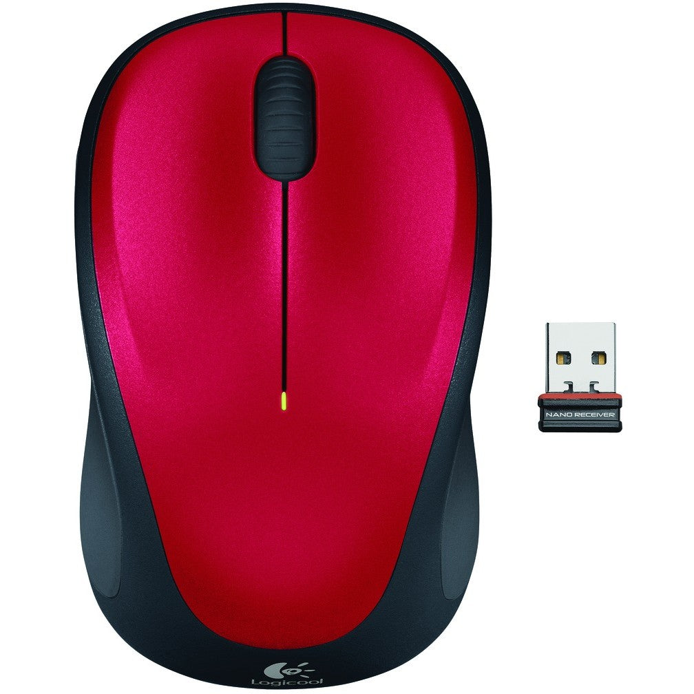 Logitech 910-002496. Za ambidekstralnu upotrebu. Optički. Bežični RF. Crveni.