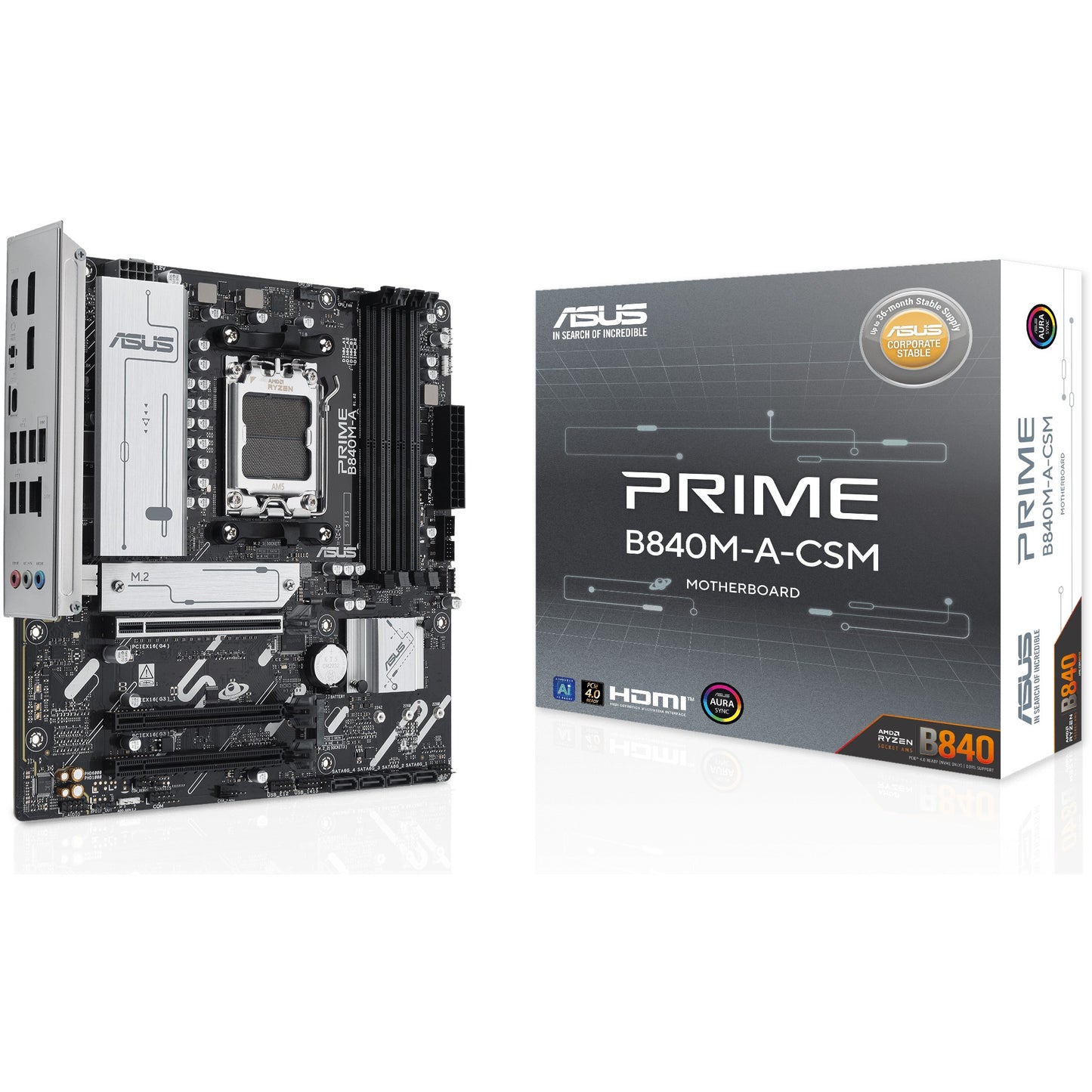 ASUS PRIME B840M-A-CSM. AMD. Podnožje AM5. AMD Ryzen 7000 serija. AMD Ryzen 8000 serija. AMD Ryzen 9000 serija. Podnožje AM5. DDR5 SDRAM. 192GB