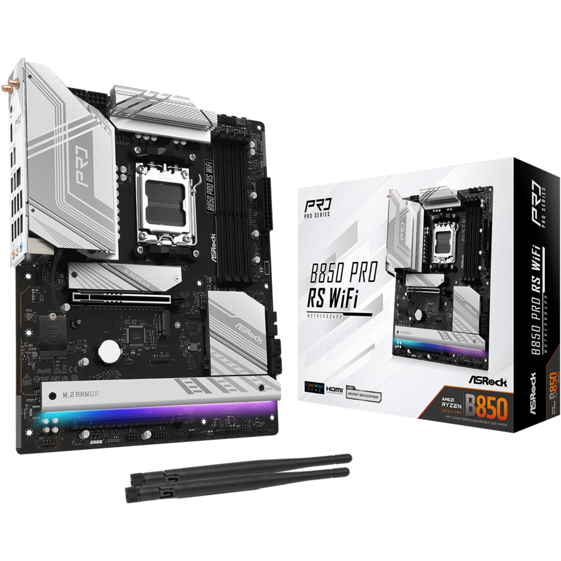 Asrock B850 Pro RS WiFi. AMD. Podnožje AM5. AMD Ryzen 7000 serija. AMD Ryzen 8000 serija. AMD Ryzen 9000 serija. DDR5 SDRAM. 256GB. DIMM