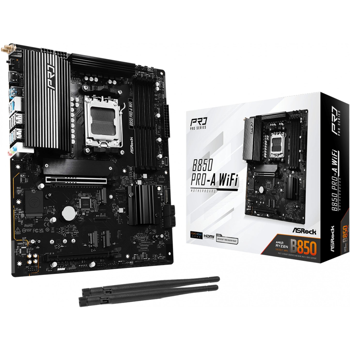 Asrock B850 Pro-A WiFi. AMD. Podnožje AM5. AMD Ryzen 7000 serija. AMD Ryzen 8000 serija. AMD Ryzen 9000 serija. Podnožje AM5. DDR5 SDRAM. 256GB