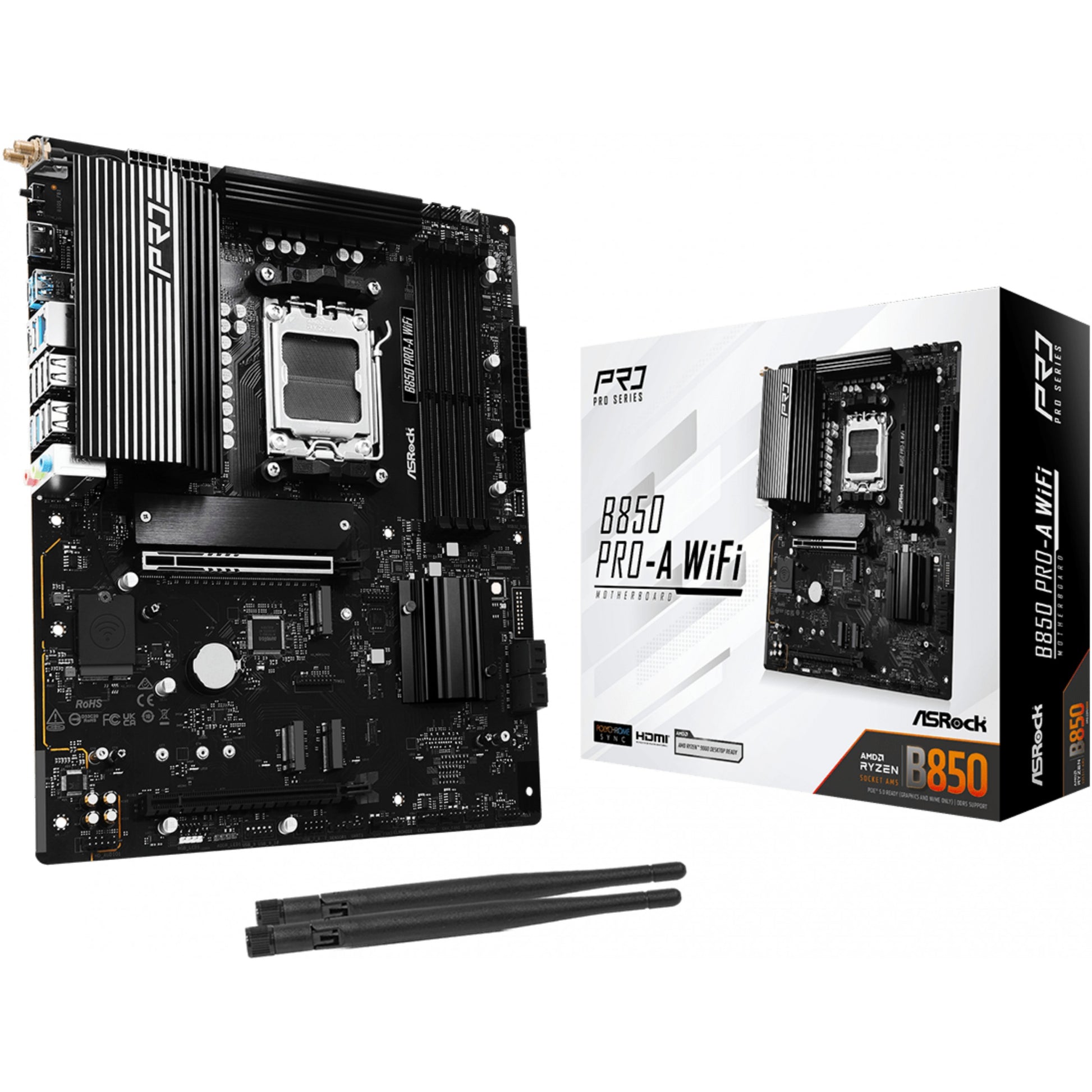Asrock B850 Pro-A WiFi. AMD. Podnožje AM5. AMD Ryzen 7000 serija. AMD Ryzen 8000 serija. AMD Ryzen 9000 serija. Podnožje AM5. DDR5 SDRAM. 256GB