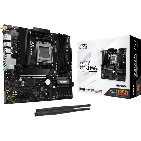 Asrock B850M Pro-A WiFi. AMD. Podnožje AM5. AMD Ryzen 7000 serija. AMD Ryzen 8000 serija. AMD Ryzen 9000 serija. Podnožje AM5. DDR5 SDRAM. 256GB