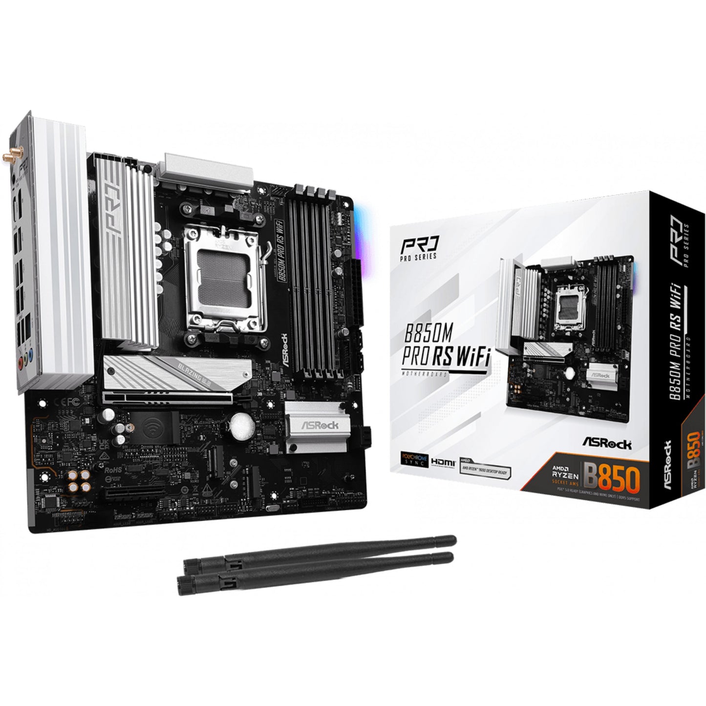 Asrock B850M Pro RS WiFi. AMD. Podnožje AM5. AMD Ryzen 7000 serija. AMD Ryzen 8000 serija. AMD Ryzen 9000 serija. Podnožje AM5. DDR5 SDRAM. 256GB