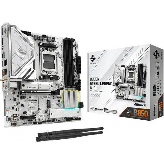 Asrock B850M Steel Legend WiFi. AMD. Podnožje AM5. AMD Ryzen 7000 serija. AMD Ryzen 8000 serija. AMD Ryzen 9000 serija. Podnožje AM5. DDR5 SDRAM. 256GB