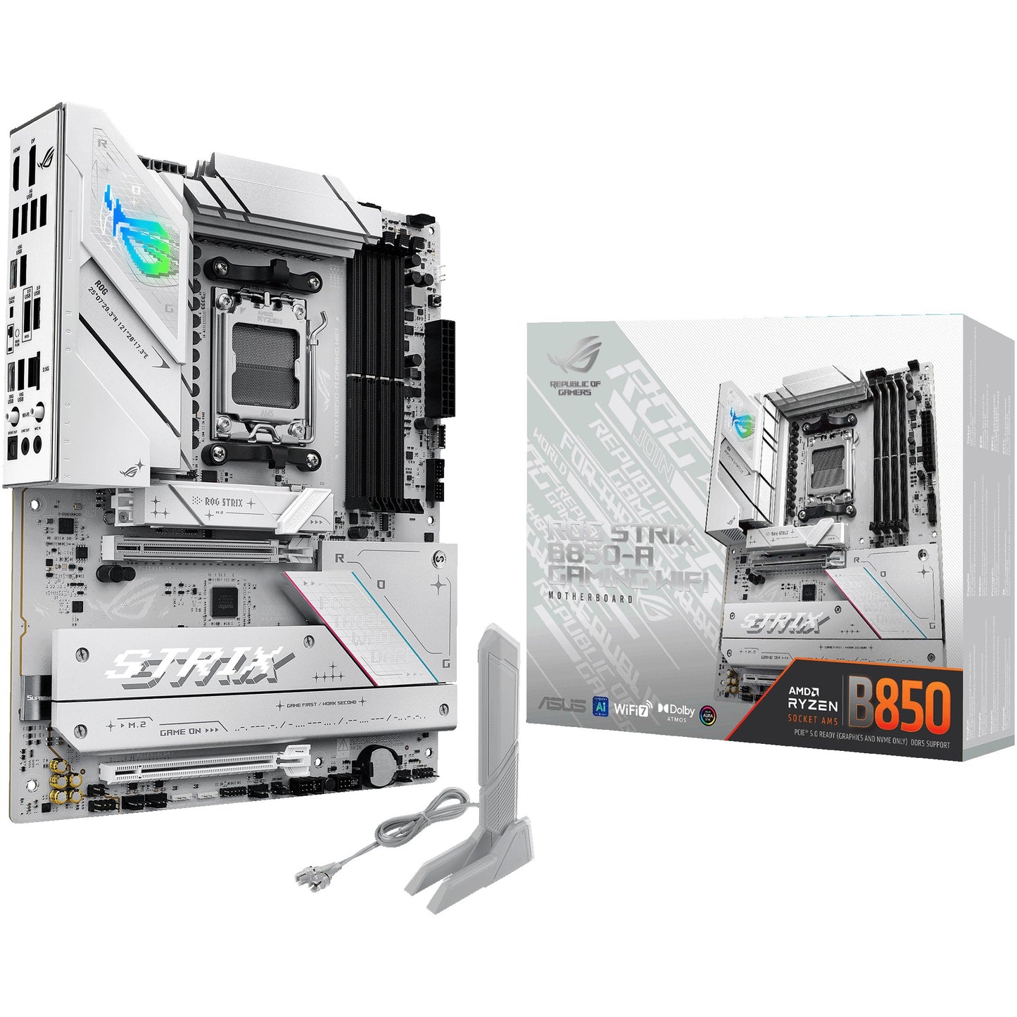 ASUS ROG STRIX B850-A GAMING WIFI. AMD. Podnožje AM5. AMD Ryzen 7000 serija. AMD Ryzen 8000 serija. AMD Ryzen 9000 serija. Podnožje AM5. DDR5 SDRAM. 192GB