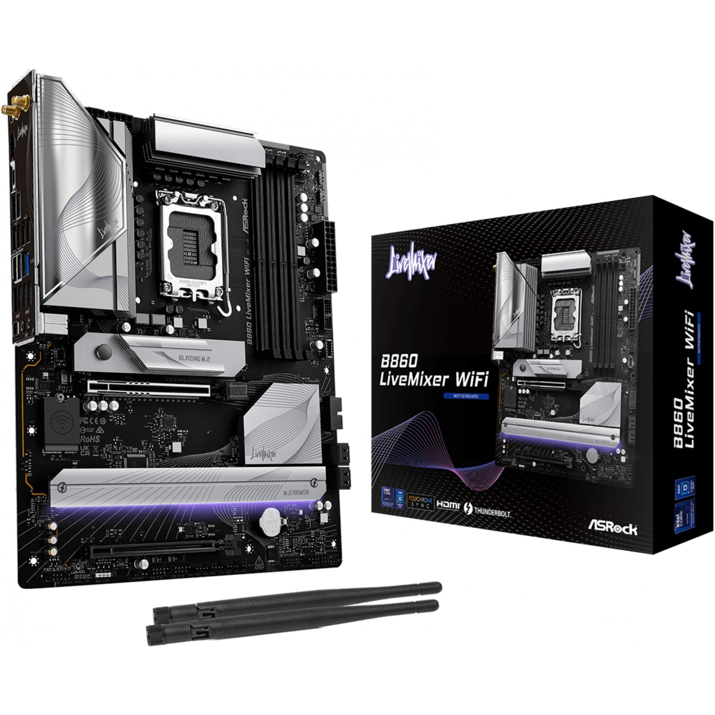Asrock B860 LiveMixer WiFi. Intel. LGA 1851 (Socket V1). Intel Core Ultra (Serija 2). LGA 1851. DDR5 SDRAM. 256GB