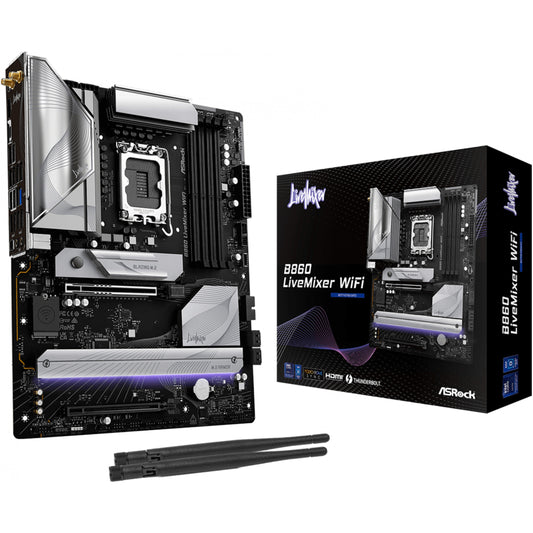 Asrock B860 LiveMixer WiFi. Intel. LGA 1851 (Socket V1). Intel Core Ultra (Serija 2). LGA 1851. DDR5 SDRAM. 256GB