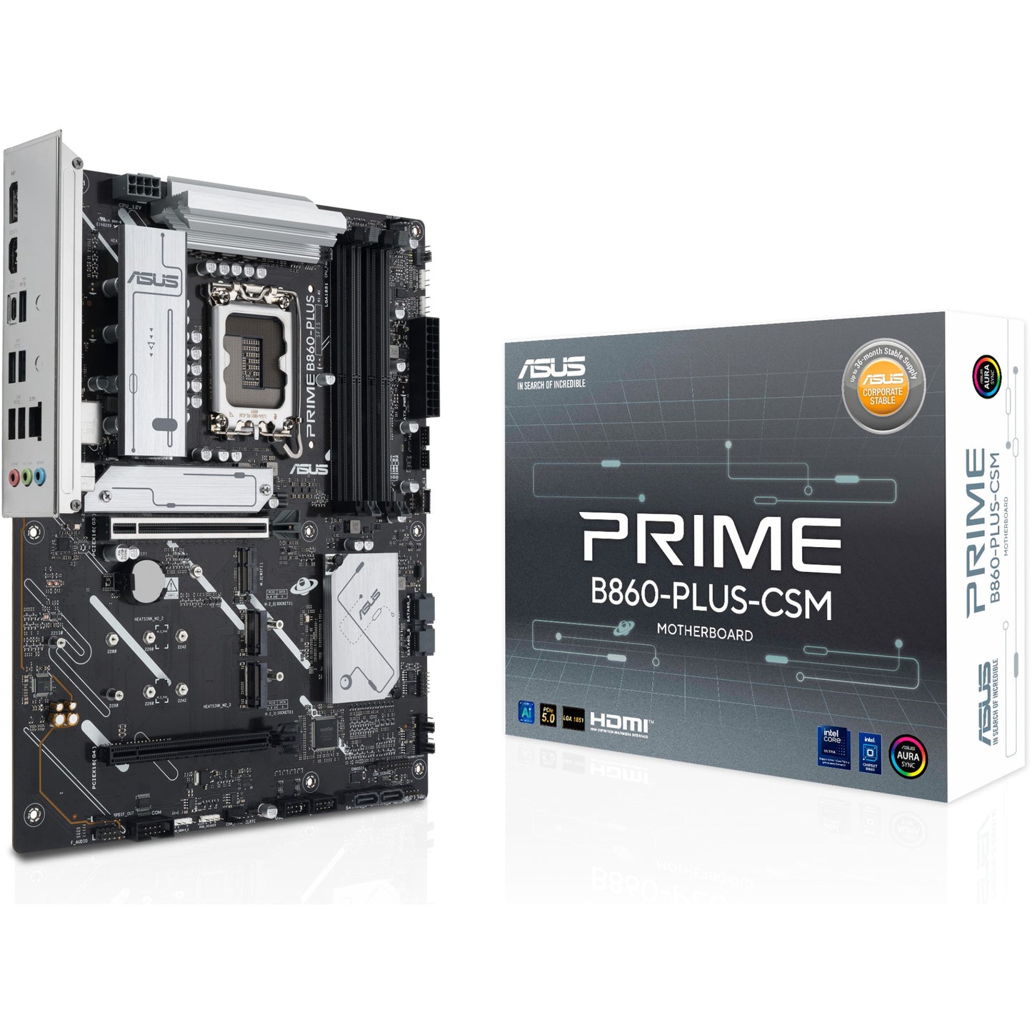 ASUS PRIME B860-PLUS-CSM. Intel. LGA 1851 (Socket V1). Intel Core Ultra (Serija 2). DDR5 SDRAM. 256GB. DIMM