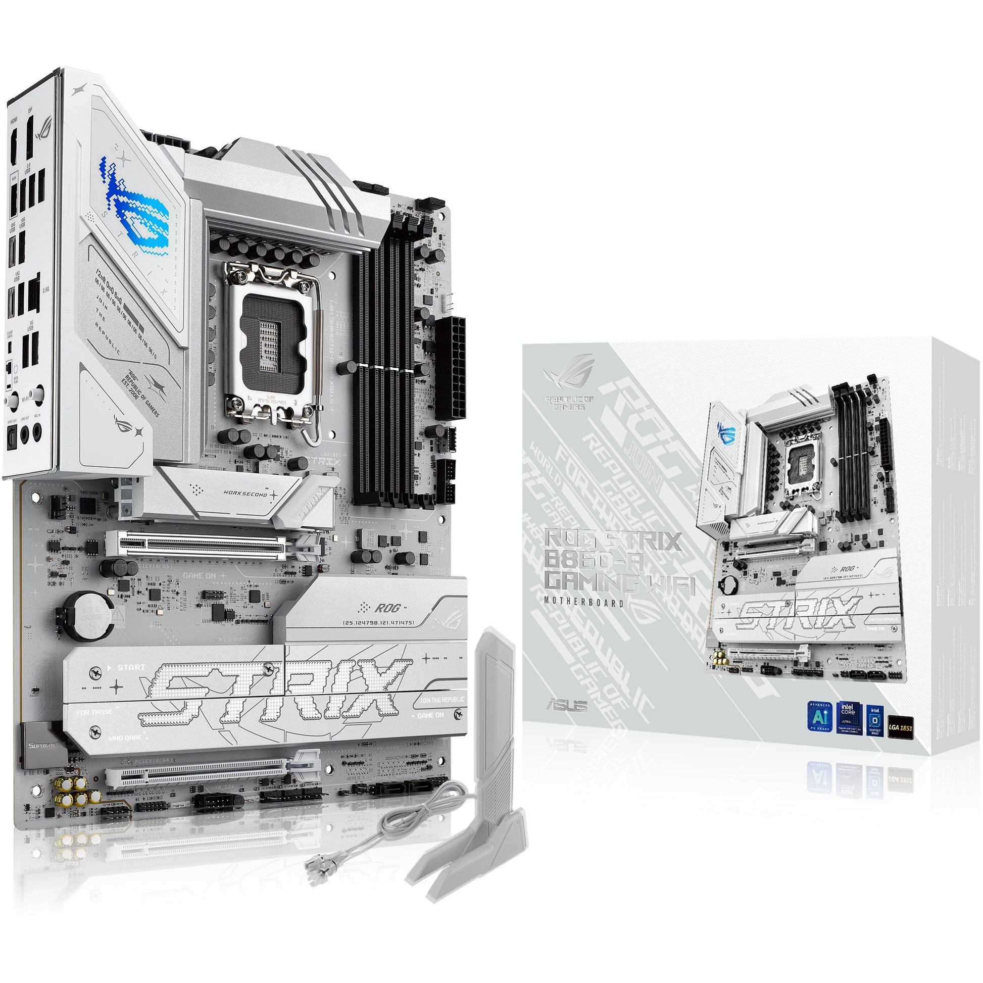 ASUS ROG STRIX B860-A GAMING WIFI. Intel. LGA 1851 (Socket V1). Intel Core Ultra (Serija 2). DDR5 SDRAM. 256GB. DIMM