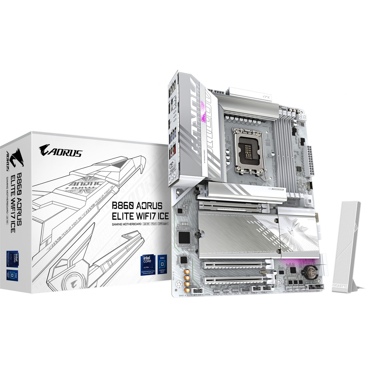 GIGABYTE B860 AORUS ELITE WIFI7 ICE matična ploča - Intel Core Ultra procesori. 14+1+2+1 faze VRM. do 9200MHz DDR5. 1xPCIe 5.0 + 2xPCIe 4.0 M.2. 2.5GbE LAN. WIFI 7. USB 4. Intel. LGA 1851 (Socket V1). Intel Core Ultra (Serija 1). Intel Core Ultra (Serija 2). LGA 1851. DDR5 SDRAM. 256GB