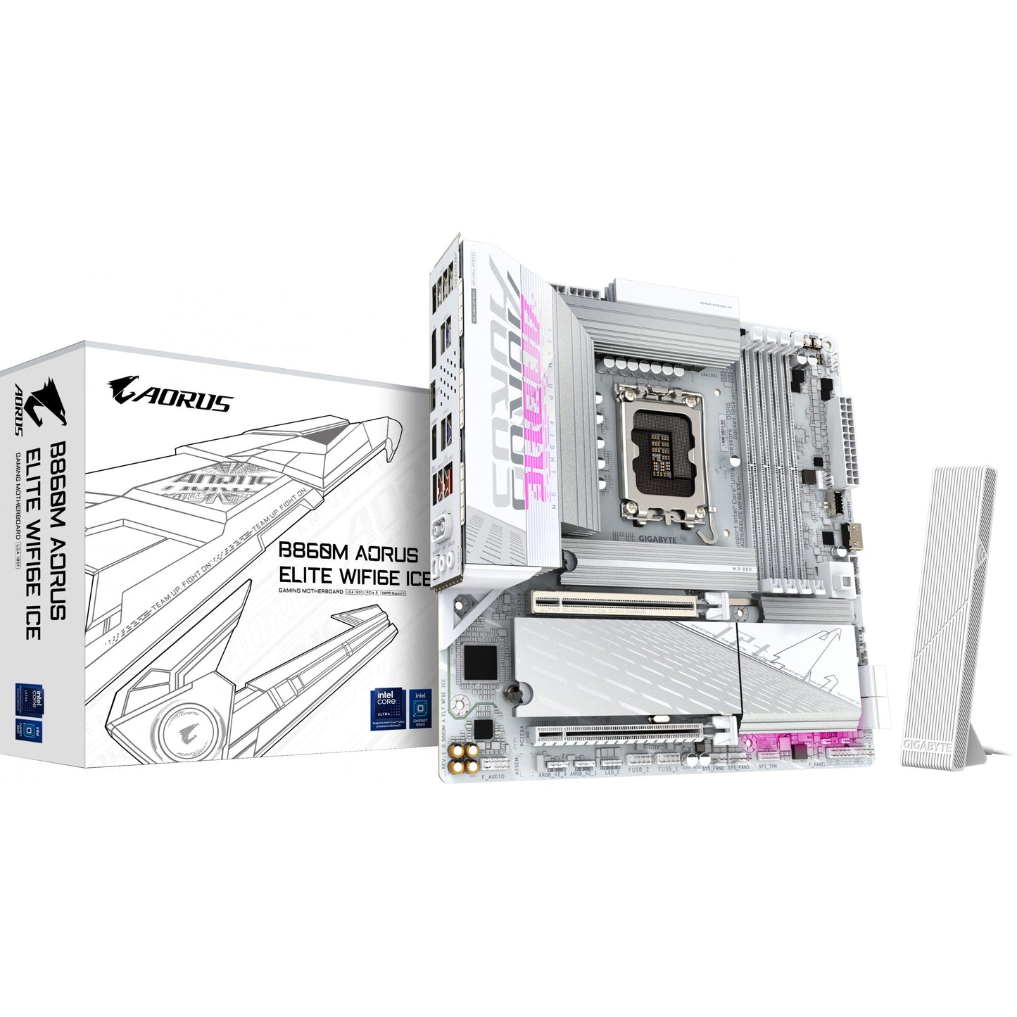 GIGABYTE B860M AORUS ELITE WF6E ICE matična ploča - Intel Core Ultra procesori. 12+1+2+1 faze VRM. do 9200MHz DDR5. 1xPCIe 5.0 + 2xPCIe 4.0 M.2. 2.5GbE LAN. WIFI 6E. USB 4. Intel. LGA 1851 (Socket V1). Intel Core Ultra (Serija 1). Intel Core Ultra (Serija 2). LGA 1851. DDR5 SDRAM. 256GB