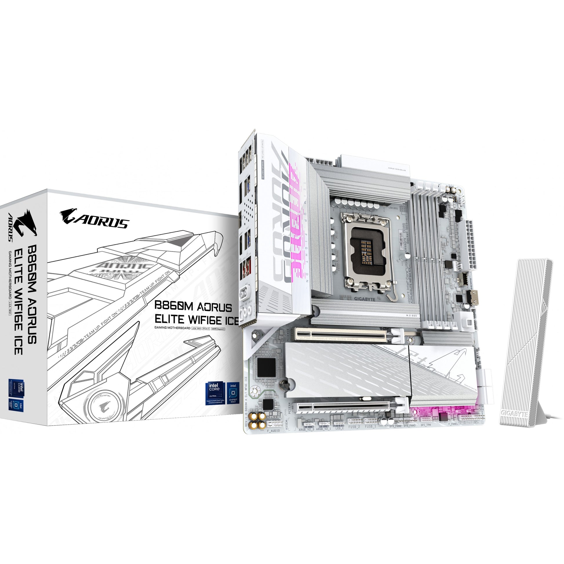 GIGABYTE B860M AORUS ELITE WF6E ICE matična ploča - Intel Core Ultra procesori. 12+1+2+1 faze VRM. do 9200MHz DDR5. 1xPCIe 5.0 + 2xPCIe 4.0 M.2. 2.5GbE LAN. WIFI 6E. USB 4. Intel. LGA 1851 (Socket V1). Intel Core Ultra (Serija 1). Intel Core Ultra (Serija 2). LGA 1851. DDR5 SDRAM. 256GB