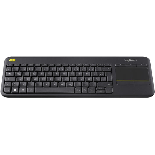 Logitech K400 Plus. Bežični. RF bežični. QWERTZ. Crna.