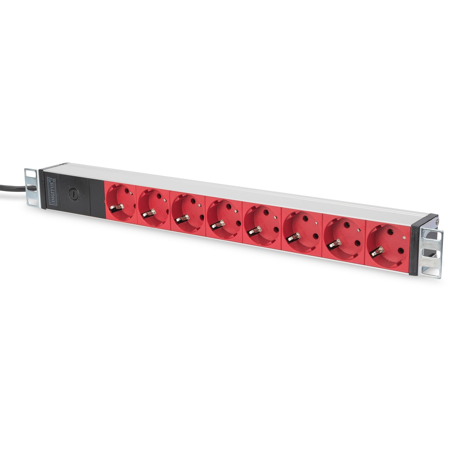 Digitus produžni kabel s aluminijskim profilom i integriranim osiguračem. 8-polna sigurnosna utičnica. 2 m kabel s IEC C14 utikačem. Standardno. 0U/1U. Horizontalno. Aluminij. Crna. 8 AC utičnica.