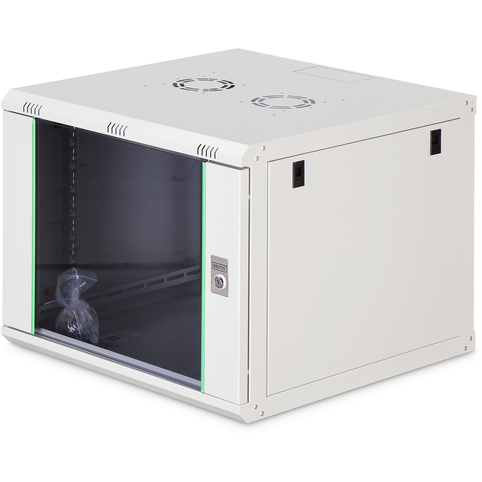 Digitus Dynamic Basic Series zidno kućište - 600x600 mm (ŠxV). Zidna polica. 9U. 60 kg. Može se zaključati. Siva.