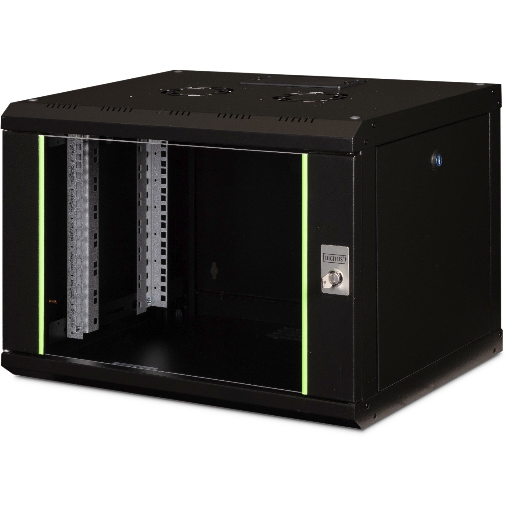 Digitus Unique serija zidno kućište - 600x450 mm (ŠxV). Zidna polica. 7U. 100 kg. Može se zaključati. Crna.