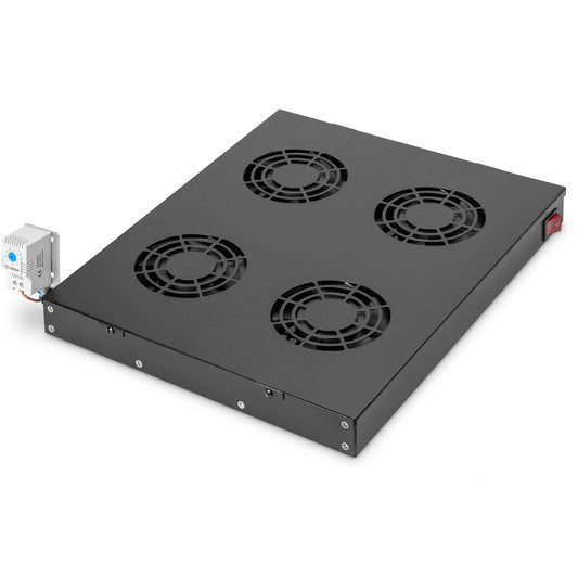 Digitus ventilatorska jedinica za varijabilnu ugradnju od 483 mm (19"). Ventilirana zaštitna ploča. Integrisani ventilator. 552 m³/h. Crna.