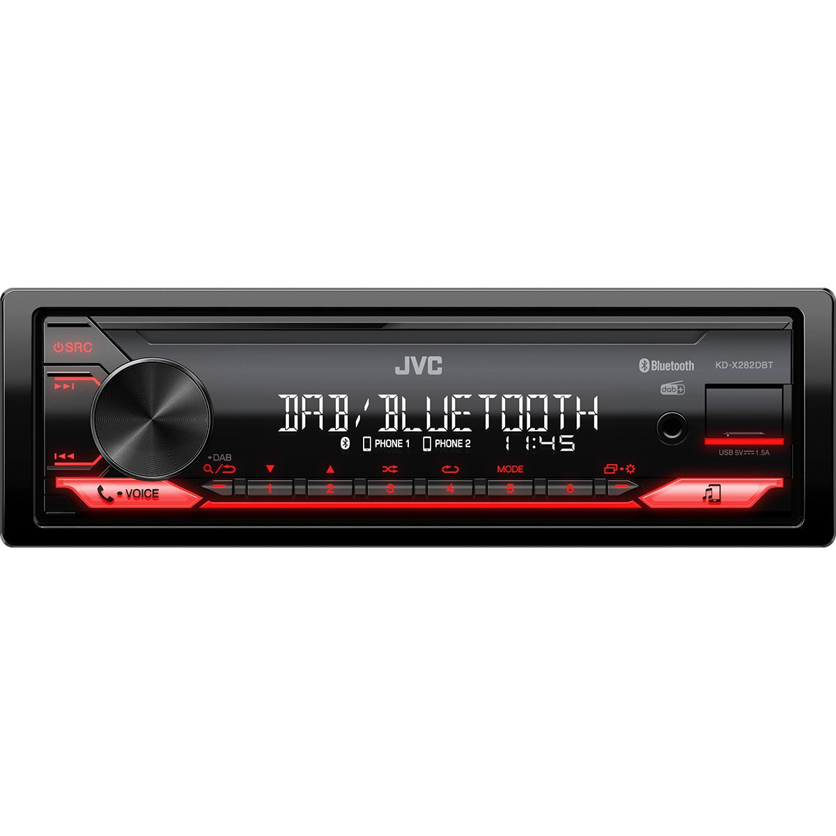 JVC KD-X282DBT. Crni. 1 DIN. 200 W. 7.1 kanala. 50 W. 531 - 1611 Hz.