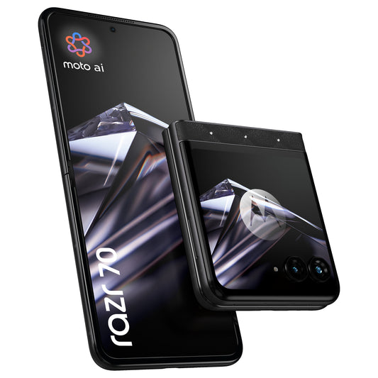 Motorola Razr 70 8RAM 256 GB swarovski: 17,5cm/9,22cm, 120Hz/90Hz AMOLED; 50MP, 50MP, 30MP; MediaTek Dimensity 7450X